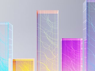 Glowing Data Cubes as a column chart